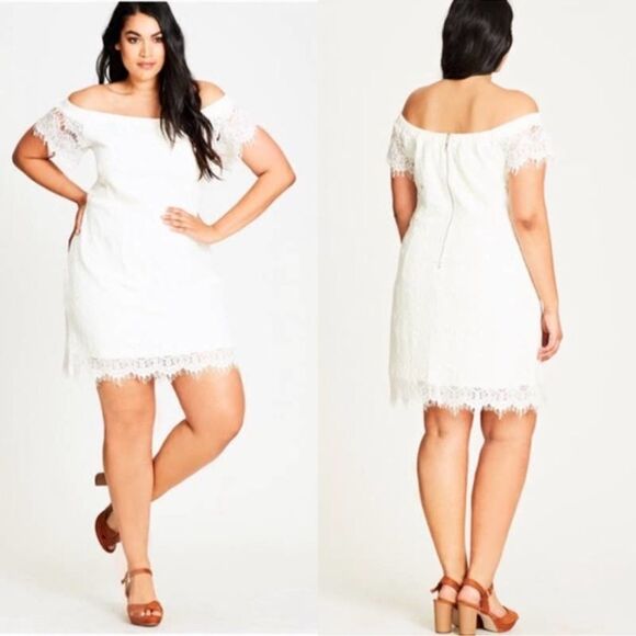 City Chic Lace Off Shoulder Dress NWT - Picture 1 of 5
